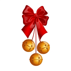 Christmas Decoration Golden Jingle Bells with Bow Sticker